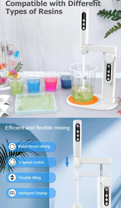 5 Speed Automatic Epoxy Resin Mixer Bidirectional Stirring Low Foam No Lump for DIY Resin Art Mold Making