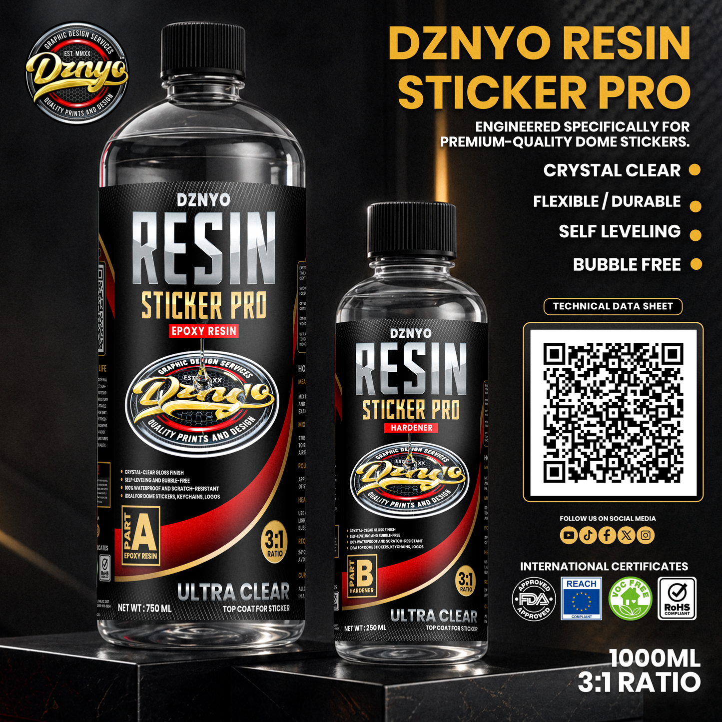DZNYO Resin Sticker Pro – 3D Dome Sticker Coating Solution