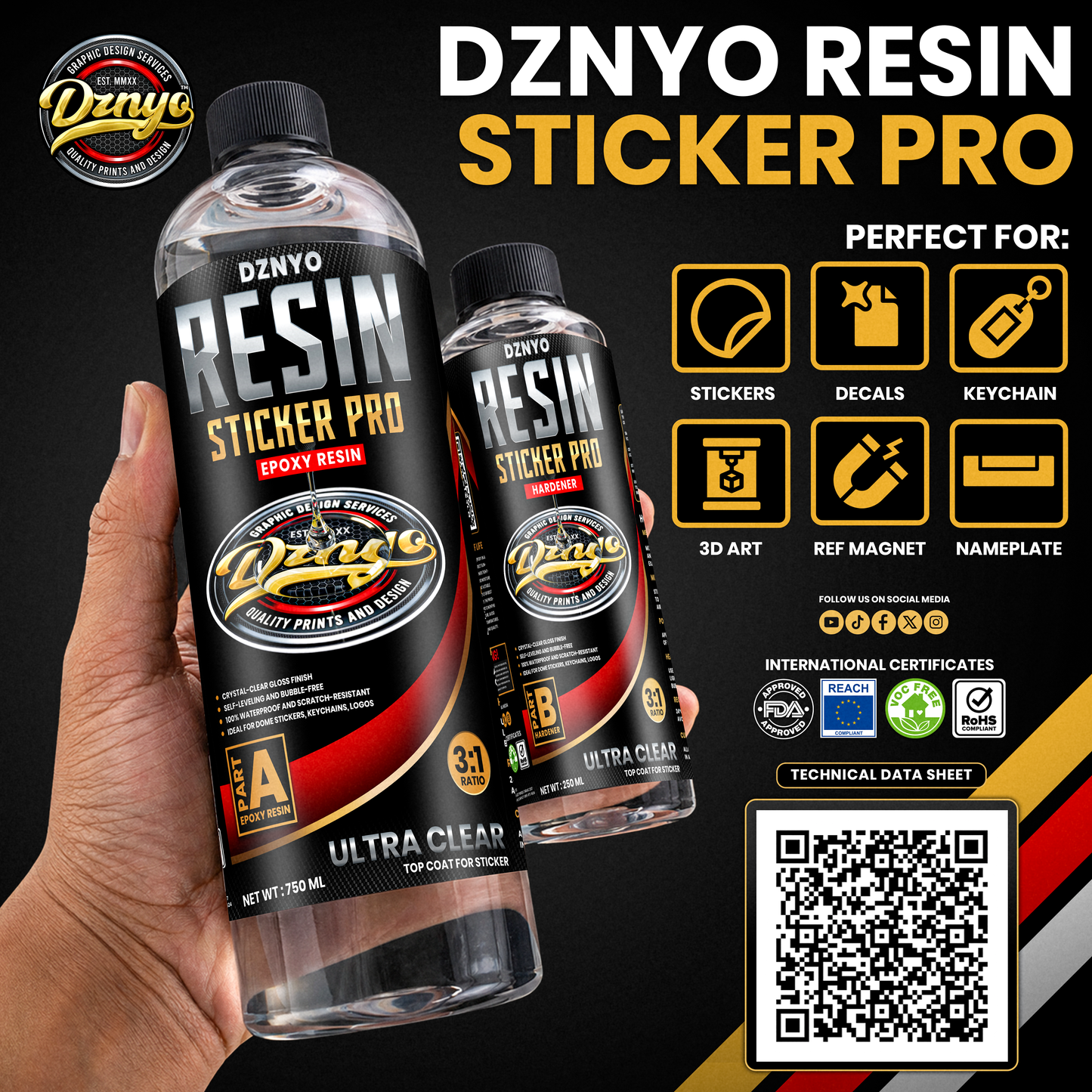 DZNYO Resin Sticker Pro – 3D Dome Sticker Coating Solution